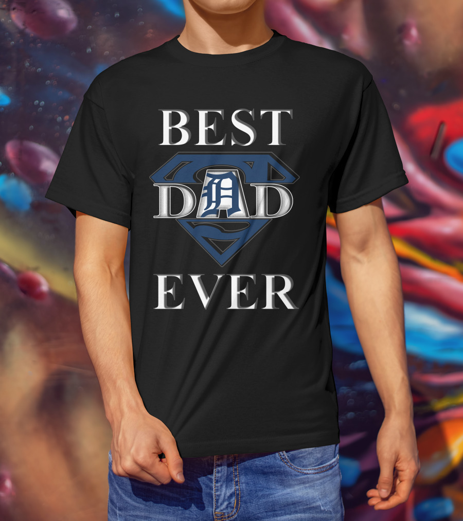 Best Dad Ever Detroit Baseball Superman Shield T-Shirt