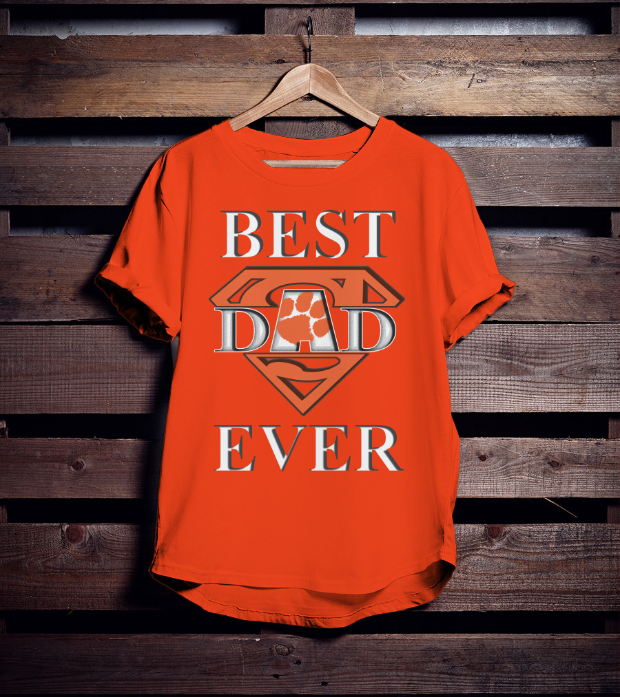 Best Dad Ever Clemson Tiger Paw Superman T-Shirt