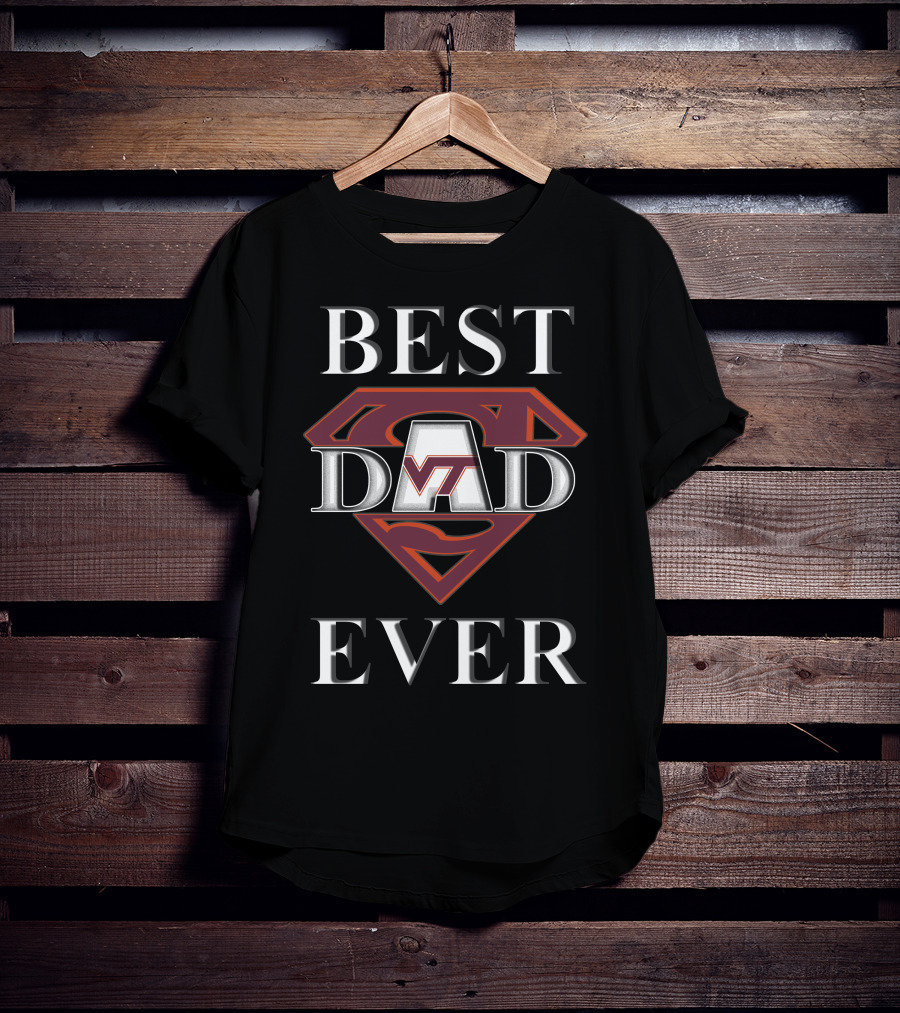 Virginia Tech Hokies Best Dad Ever Superman Shield T-Shirt