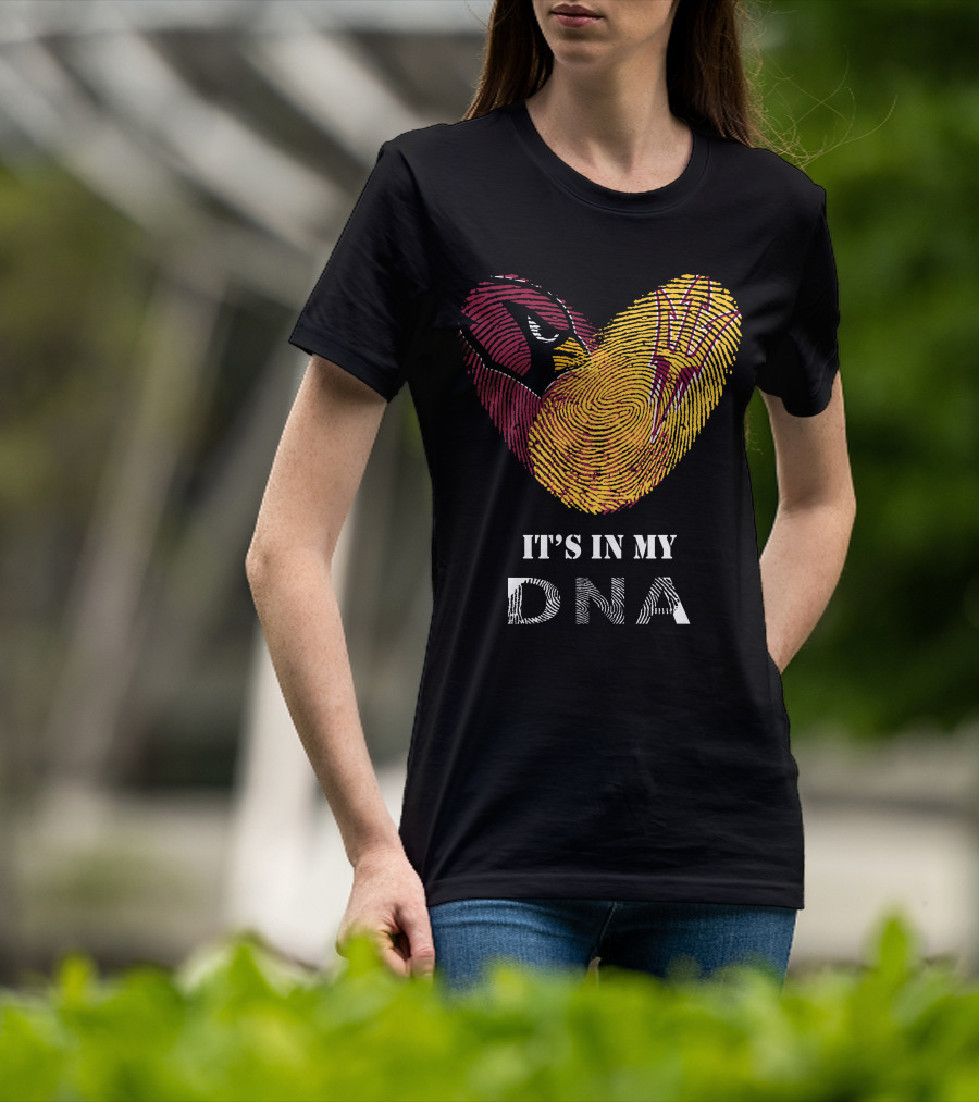 Cardinals Arizona State Sun Devils It's In My DNA Fingerprint Heart T-Shirt