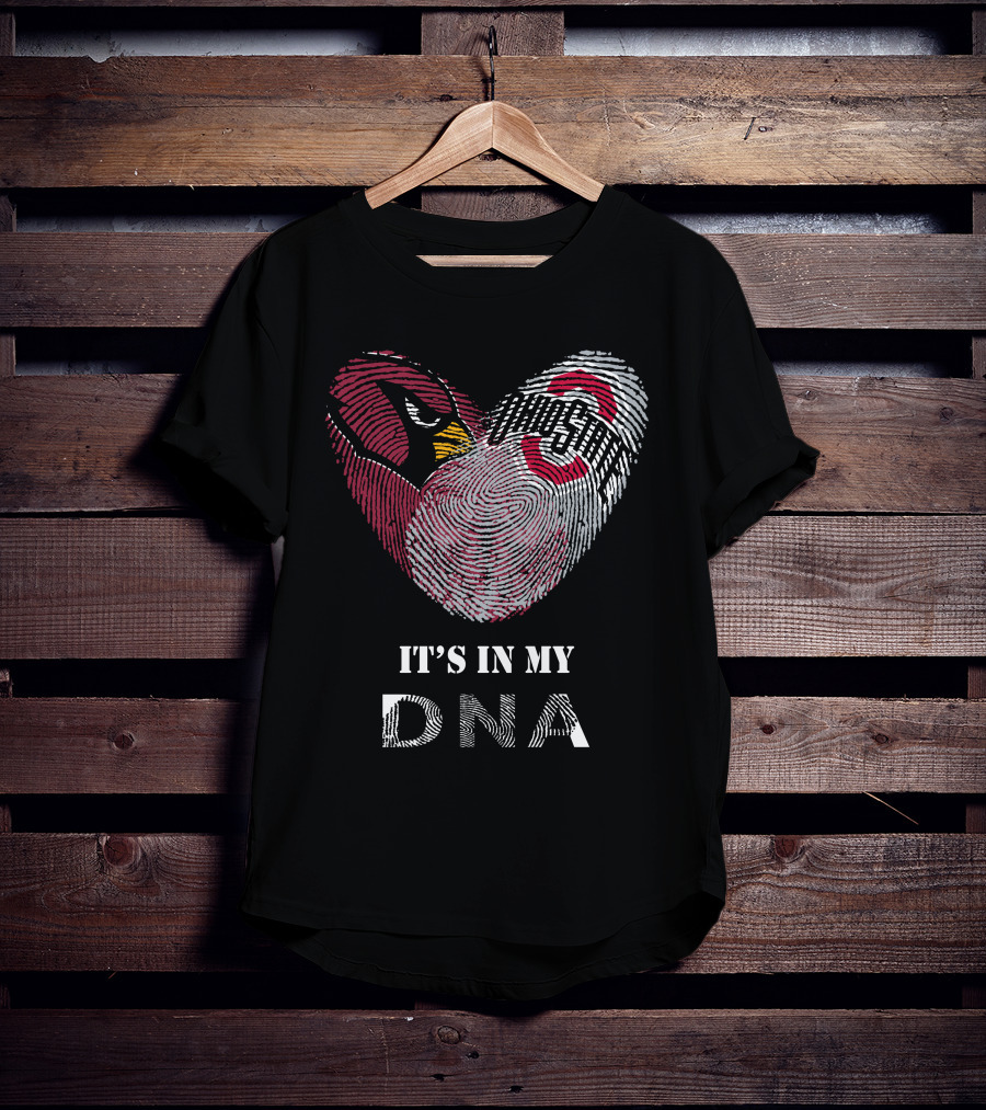 Cardinals Ohio State Buckeyes It's In My Dna Heart Fingerprint T-Shirt