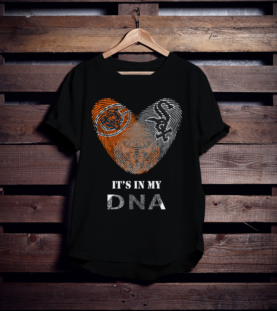 Chicago Bears White Sox It's In My DNA Fingerprint Heart T-Shirt