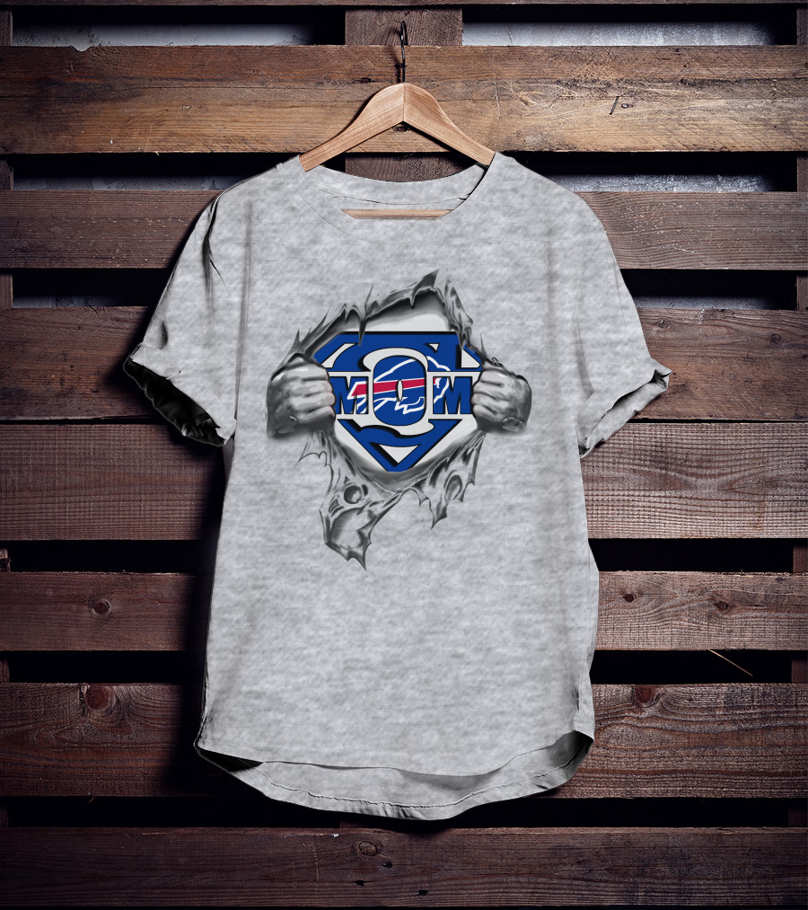 Bills Super Mom Superman Logo With Buffalo Football Theme T-Shirt