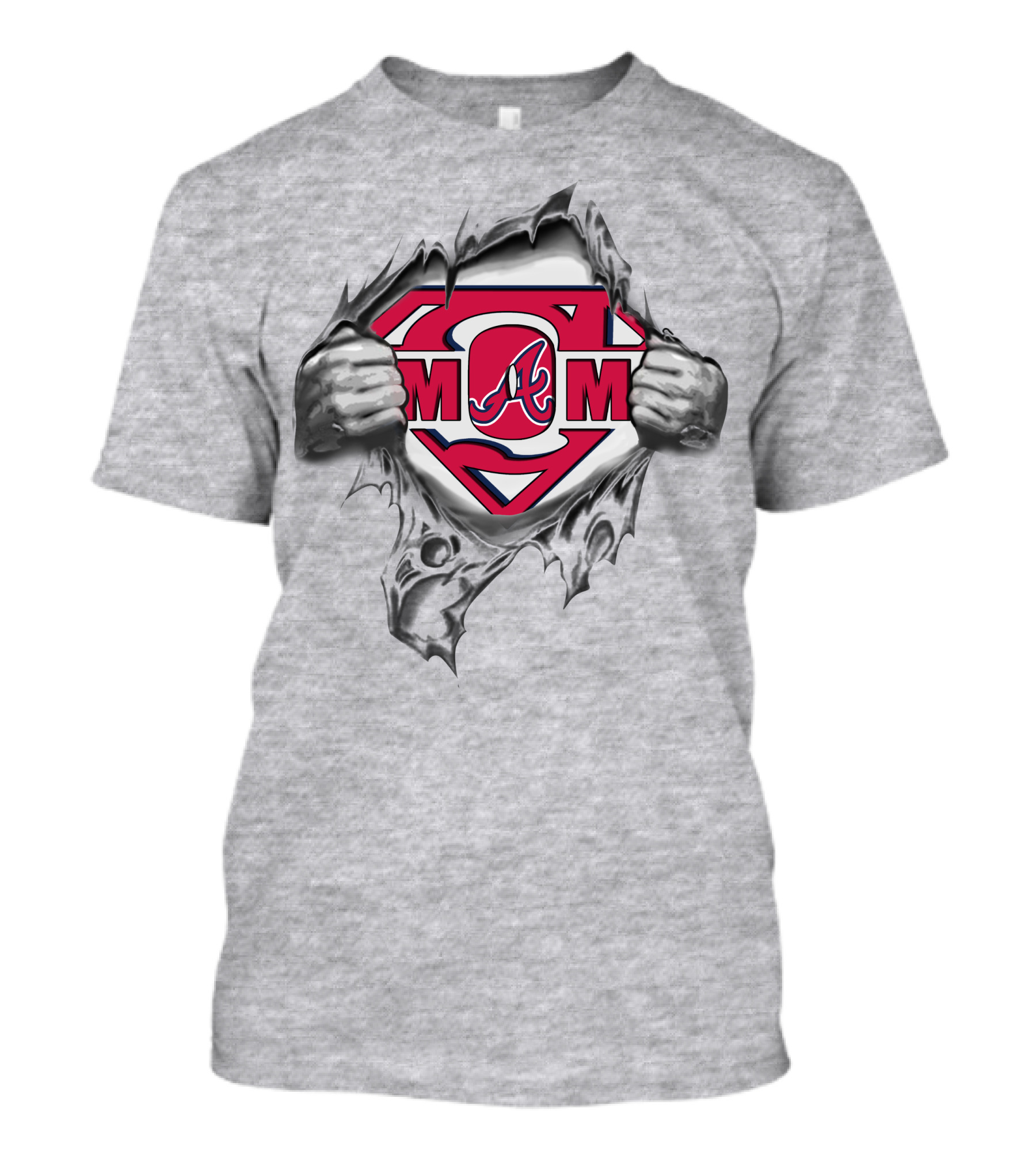 Braves Super MOM Logo A Inside Superman Chest Rip T-Shirt