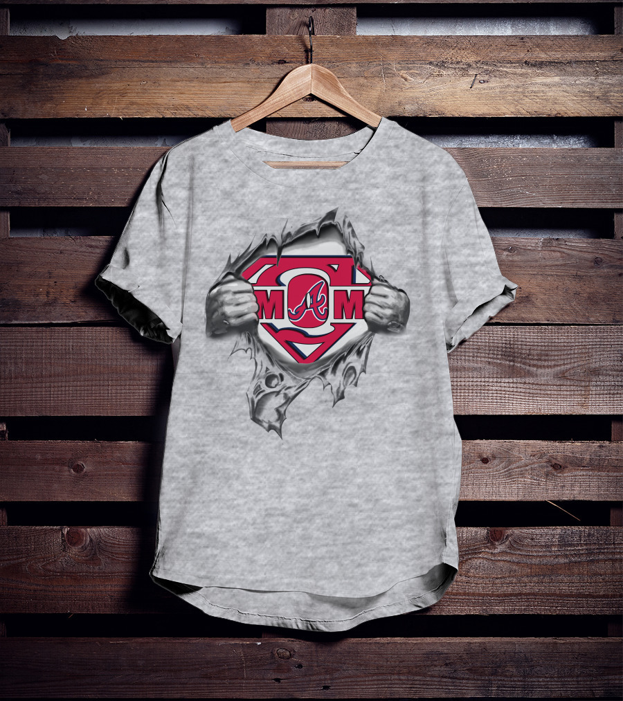 Braves Super MOM Logo A Inside Superman Chest Rip T-Shirt