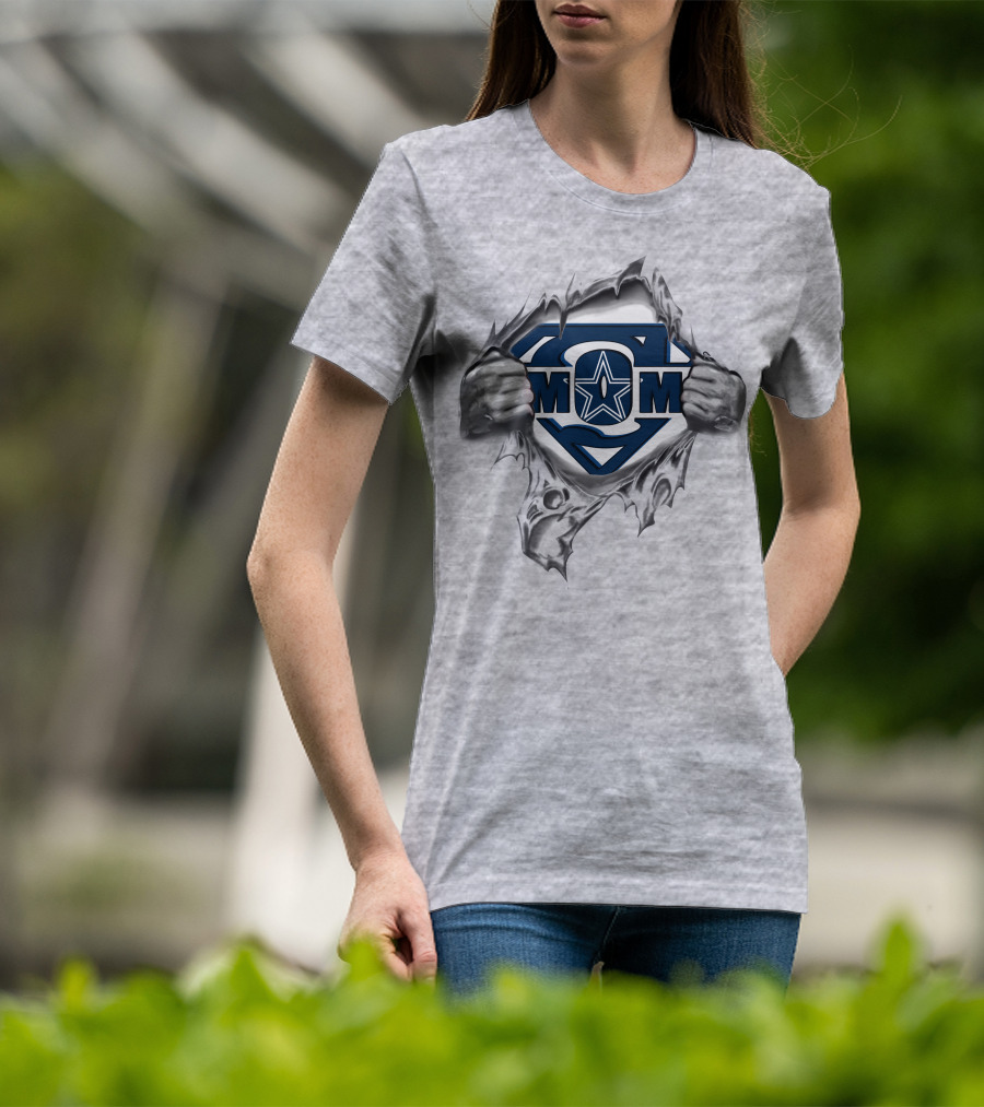 Mom Cowboys Super Logo Star Blue Superman T-Shirt