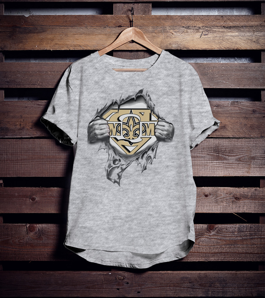 Saints Fleur-De-Lis Super Mom Hero T-Shirt