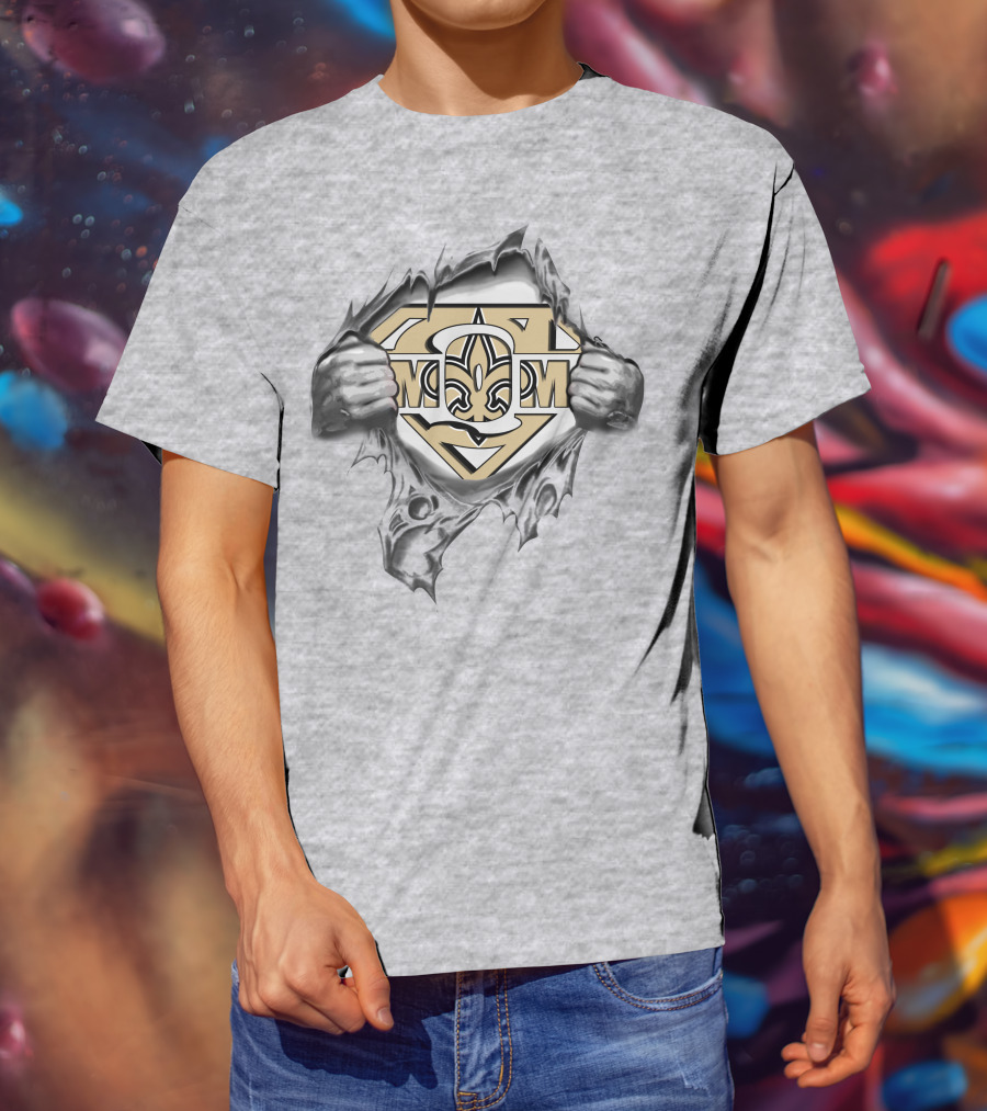 Saints Fleur-De-Lis Super Mom Hero T-Shirt