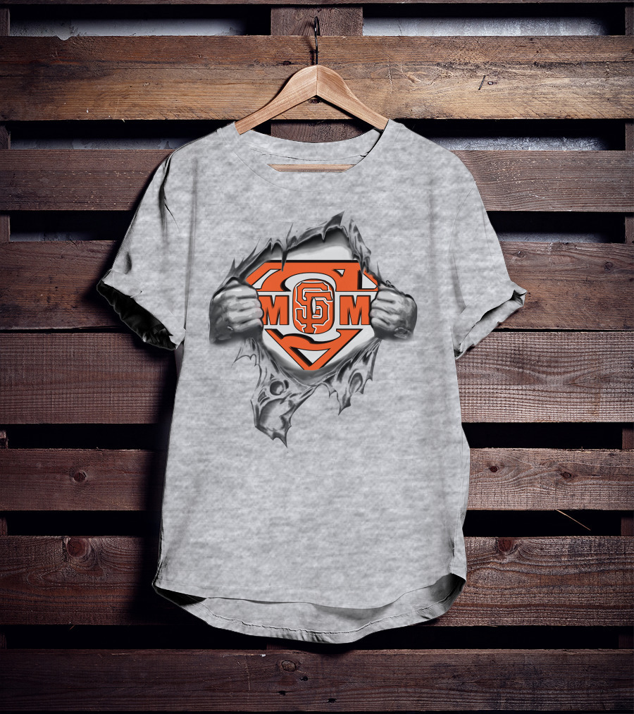 SF Giants Superman Logo Inside Ripped Chest T-Shirt