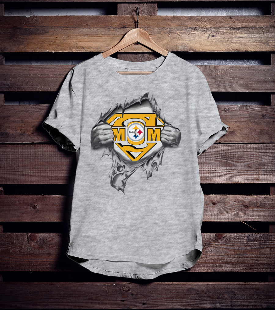 Steelers Super Mom Logo Ripped T-Shirt