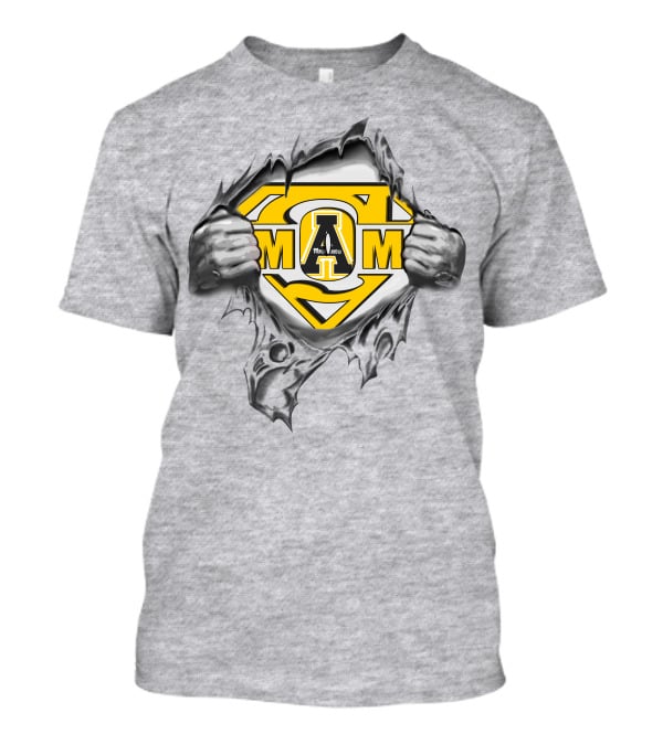 Appalachian State Mom Superhero Logo Torn Fabric T-Shirt