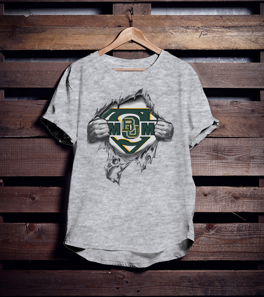 Baylor Bear BU Mom Superman Crest T-Shirt