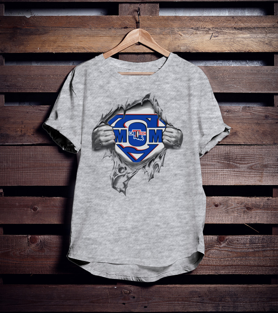 Louisiana Tech Mom Supermom Logo Superman T-Shirt