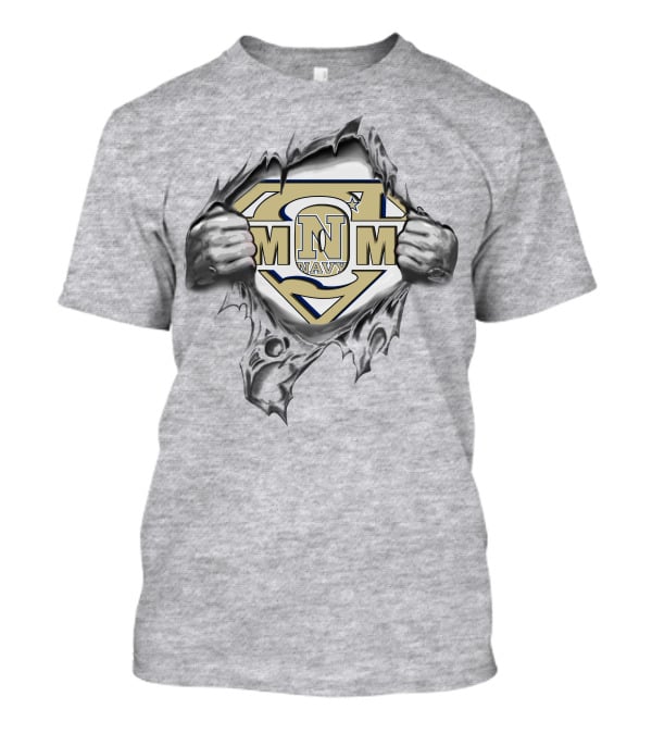 Navy Midshipmen Super N Logo M Symbol Silver Hands T-Shirt