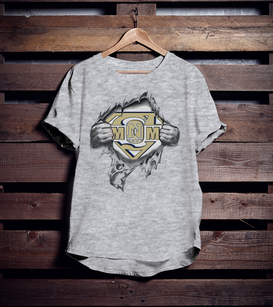 Navy Midshipmen Super N Logo M Symbol Silver Hands T-Shirt