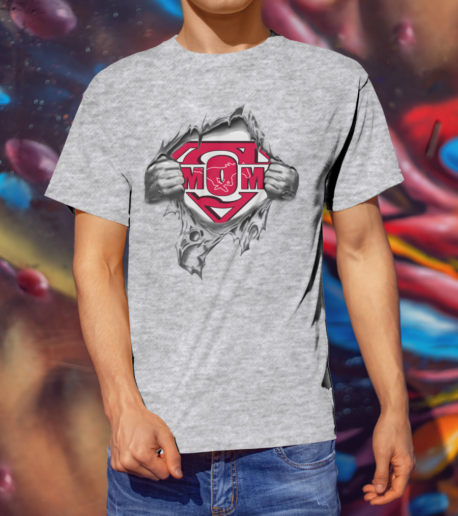 SMU Mustangs Superman Logo Torn Shirt Effect T-Shirt