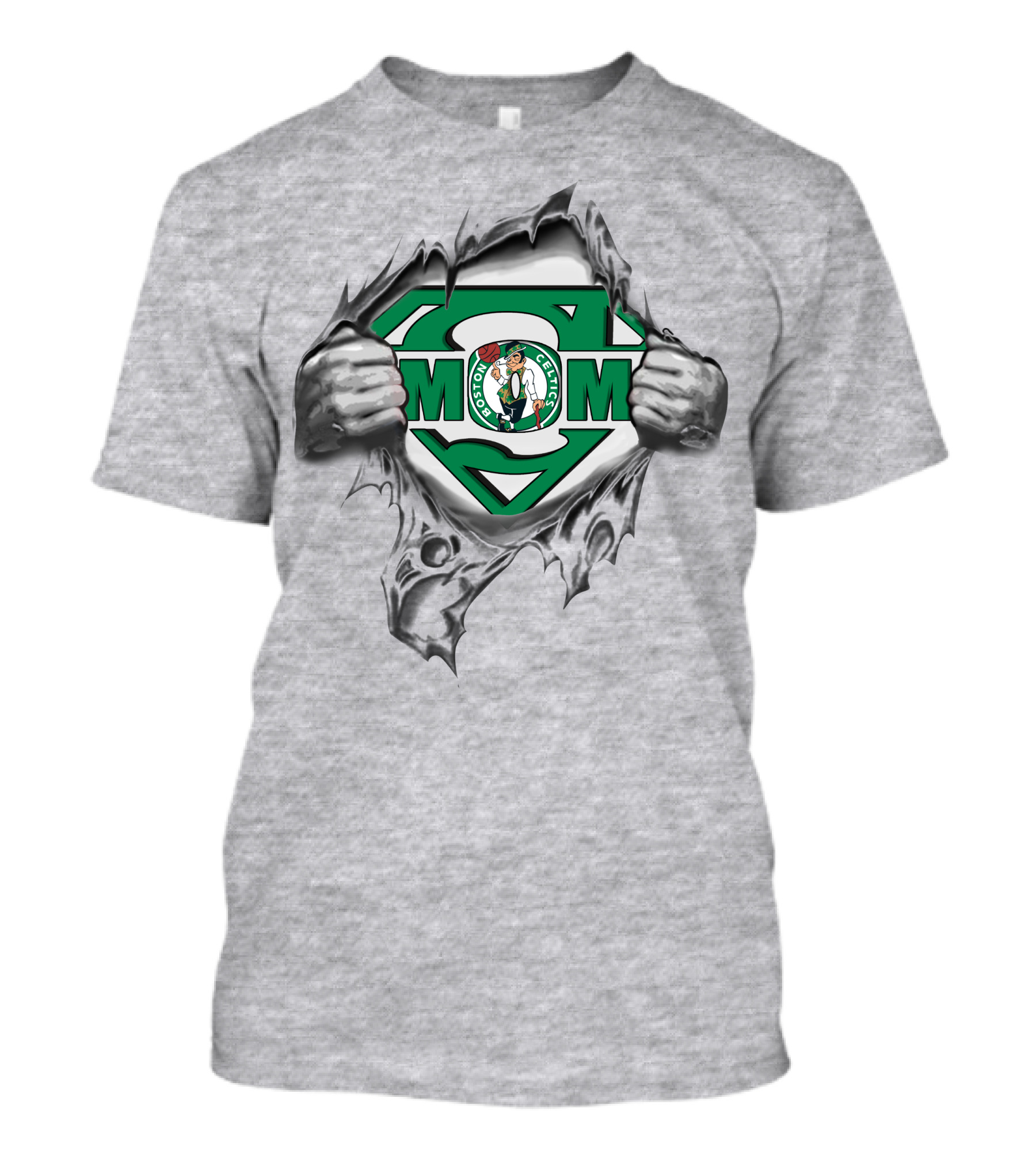 Boston Celtics Mom Super Logo Rip T-Shirt