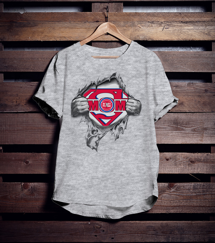 Detroit Pistons Mom Super Emblem T-Shirt