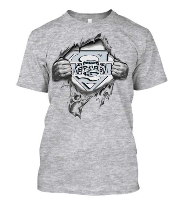 San Antonio Spurs Superman Style Logo Rip T-Shirt