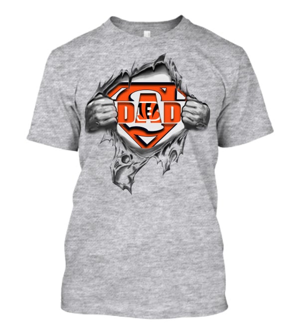 Bengals Super Dad Tiger Emblem In Torn Fabric Superman Style T-Shirt