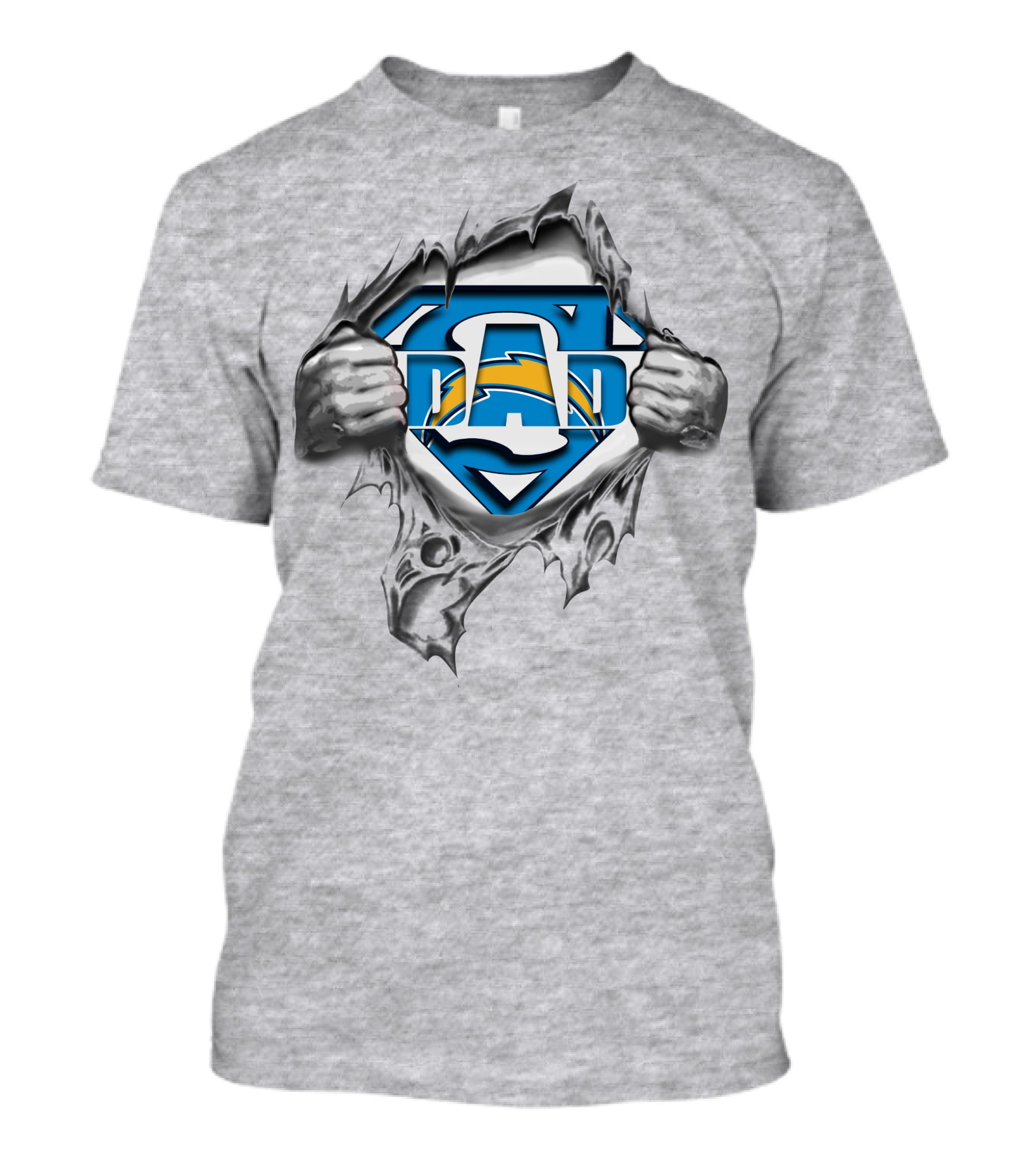 Chargers Super Dad Breaking Through With Lightning T-Shirt