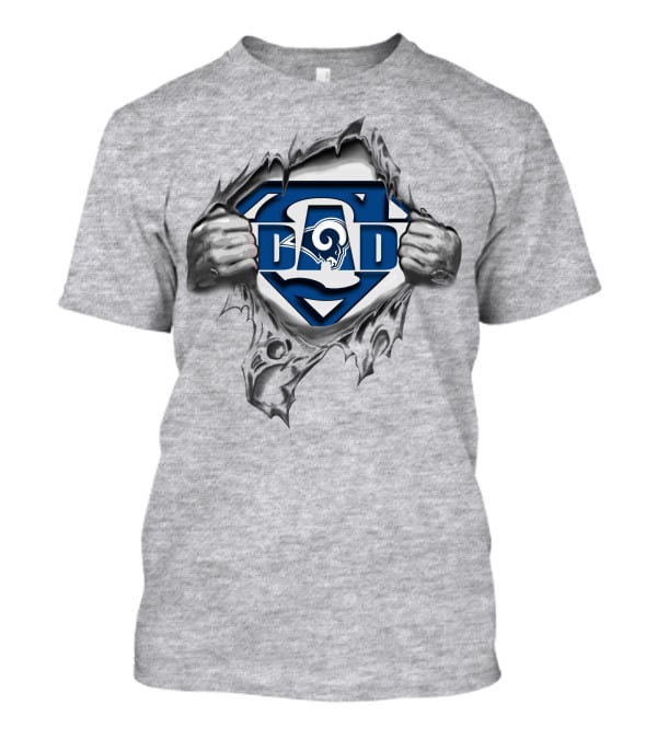 Rams Super Dad Superman Emblem With Torn Shirt Effect T-Shirt