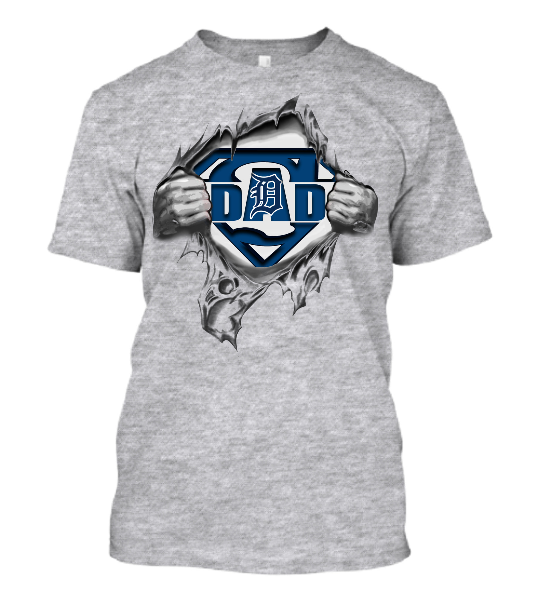 Detroit Tigers Super Dad Emblem With Symbolic Hands T-Shirt