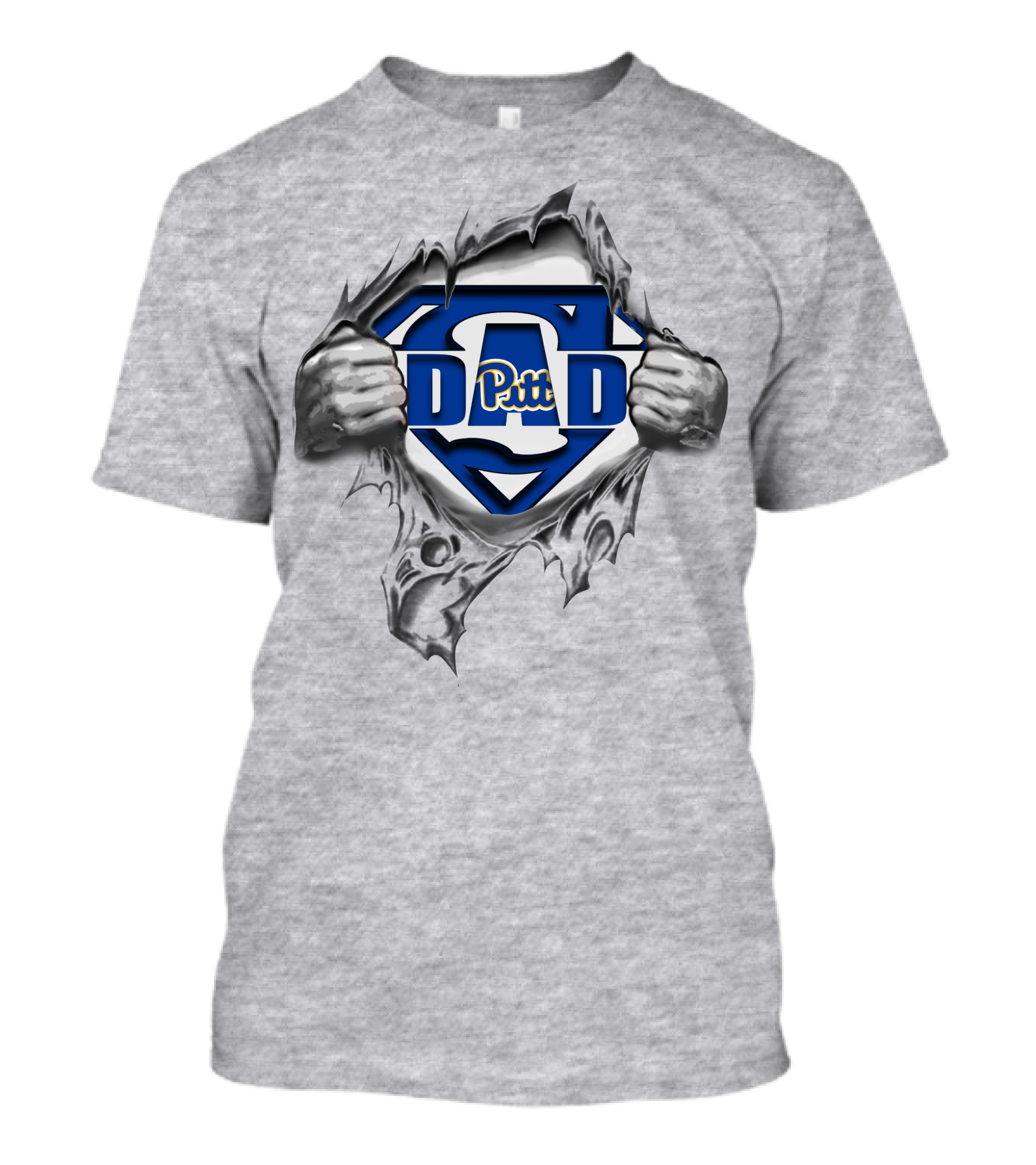 Pitt Panthers Dad Superhero Logo Tear Style T-Shirt