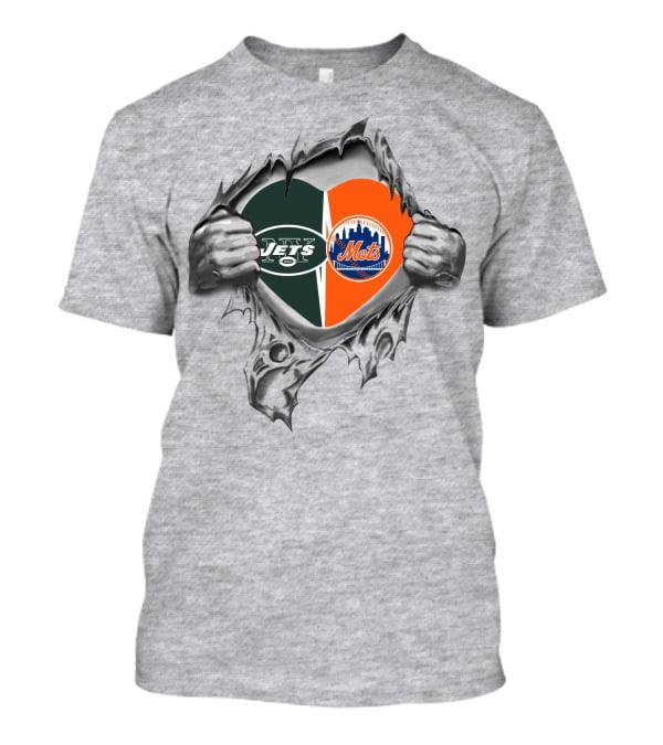 New York Jets Mets Heartfelt Loyalty Combination T-Shirt