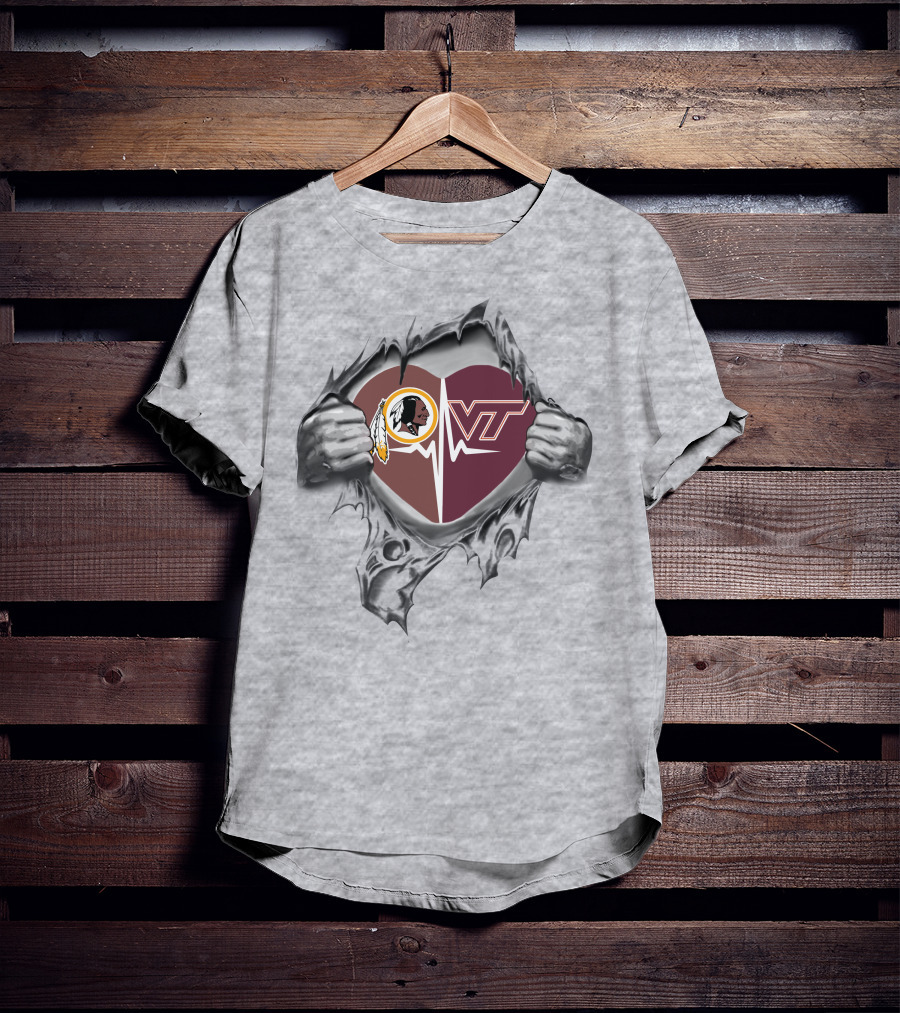 Redskins Hokies Heartbeat Logo Passion T-Shirt
