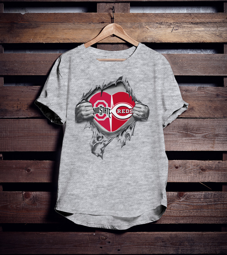 Ohio State Buckeyes Reds Heart Logo Peel T-Shirt