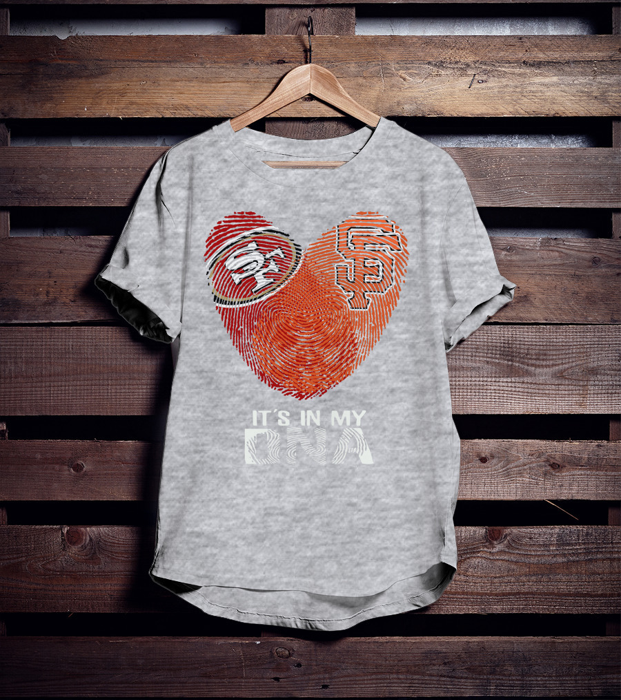49ers Giants Heart Fingerprint It's In My Dna T-Shirt