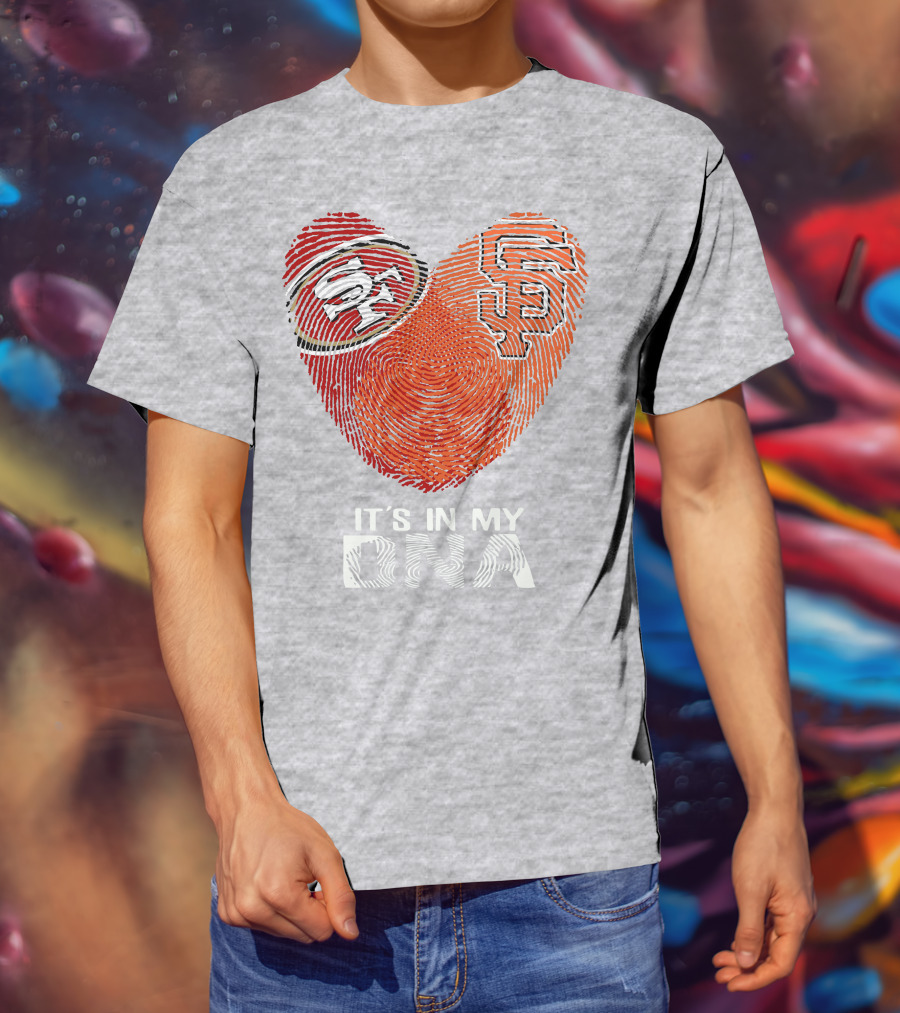 49ers Giants Heart Fingerprint It's In My Dna T-Shirt