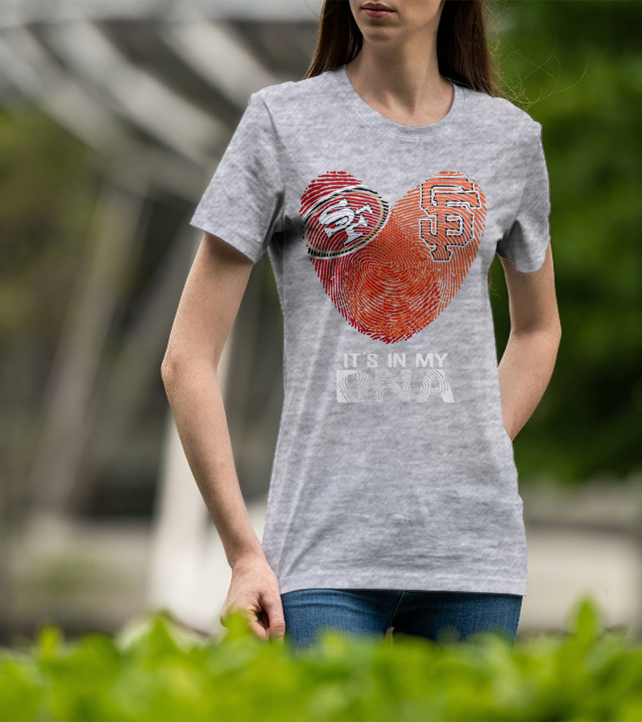 49ers Giants Heart Fingerprint It's In My Dna T-Shirt