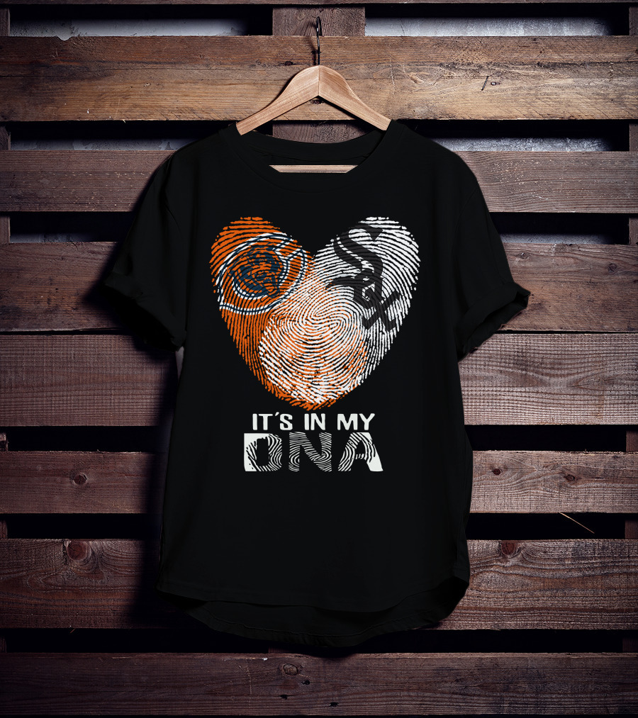 Bears White Sox It's In My Dna Fingerprint Heart T-Shirt