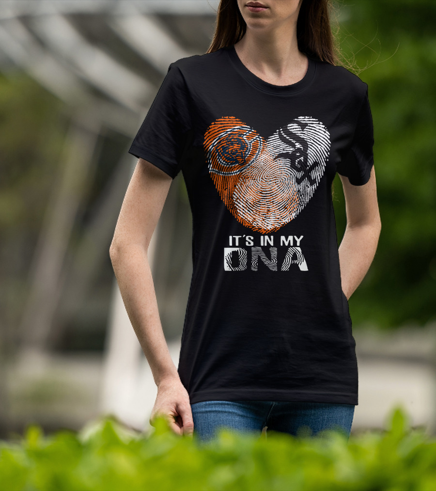 Bears White Sox It's In My Dna Fingerprint Heart T-Shirt