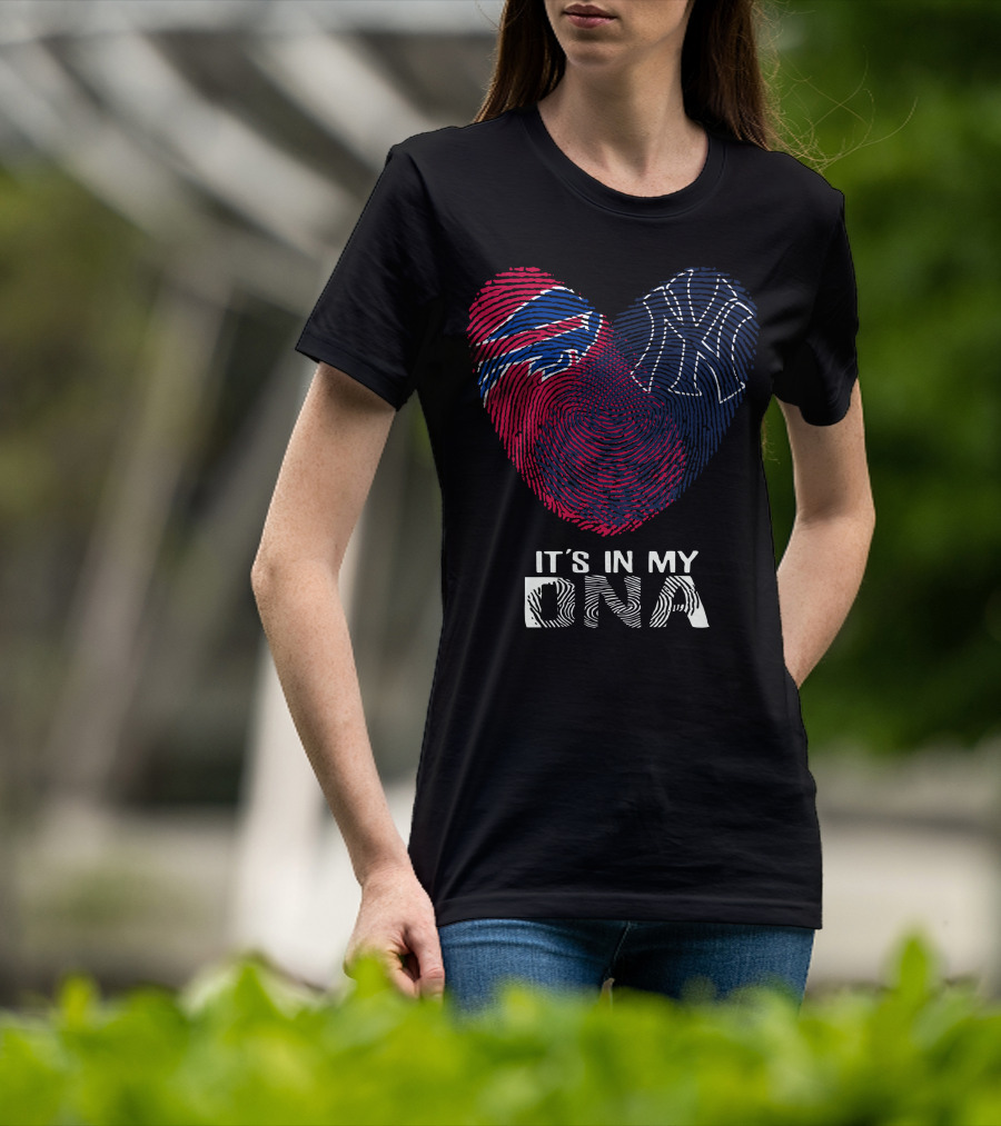 Bills Yankees Fingerprint Heart It's In My DNA T-Shirt
