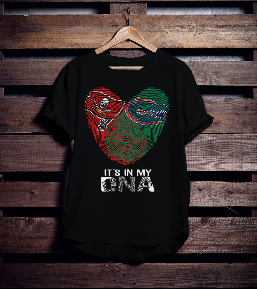 Buccaneers Gators Fingerprint Heart It's In My DNA T-Shirt