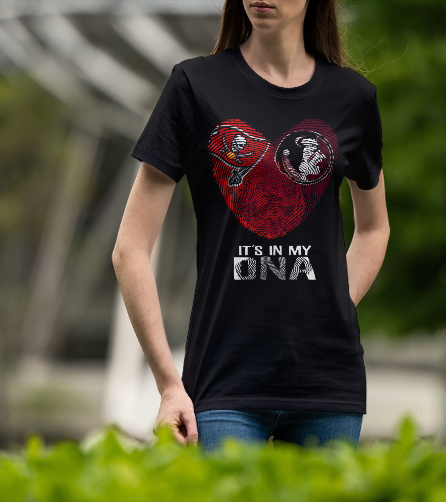 Buccaneers Seminoles It's In My DNA Fingerprint Heart T-Shirt
