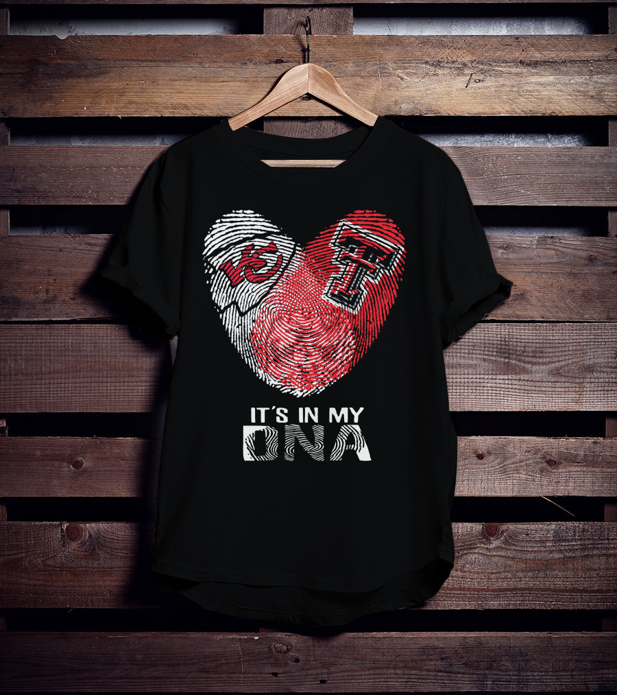 Chiefs Texas Tech It's In My DNA Heart Fingerprint T-Shirt