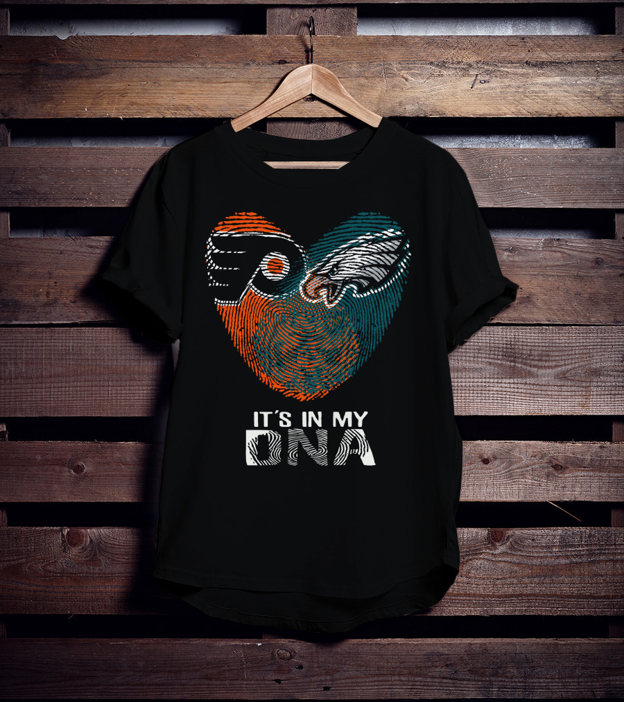 Eagles Flyers It's In My DNA Fingerprint Heart T-Shirt