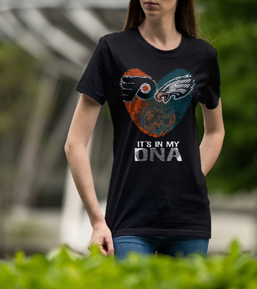 Eagles Flyers It's In My DNA Fingerprint Heart T-Shirt