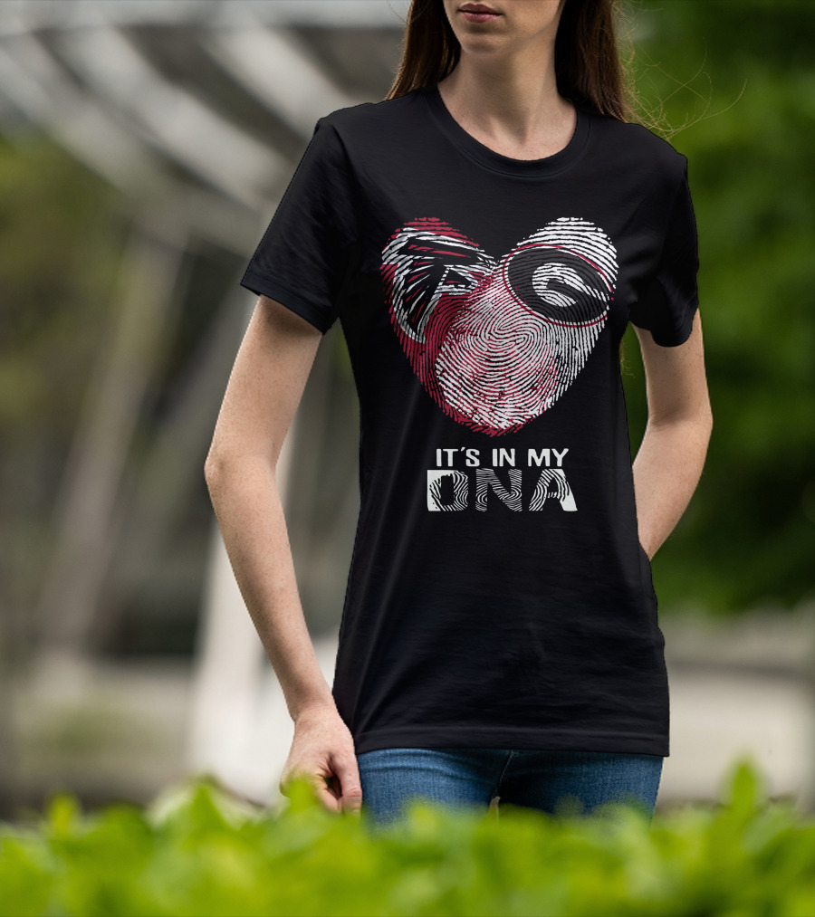 Falcons Bulldogs Heart Fingerprint It's In My DNA T-Shirt