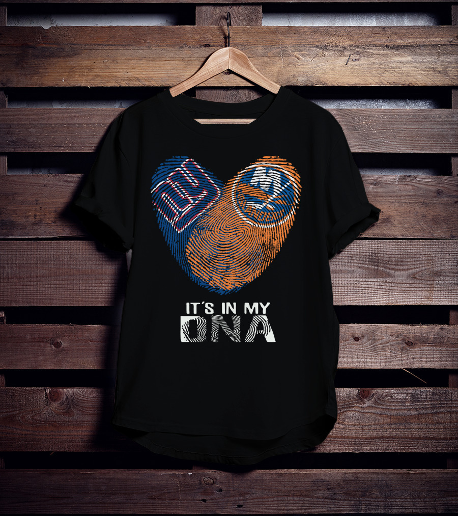 Giants Islanders It's In My DNA Fingerprint Heart T-Shirt