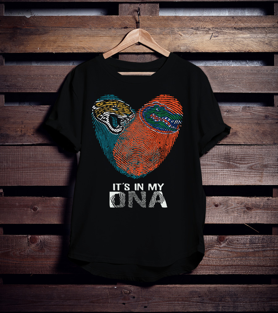 Jaguars Gators It's In My DNA Fingerprint Heart T-Shirt