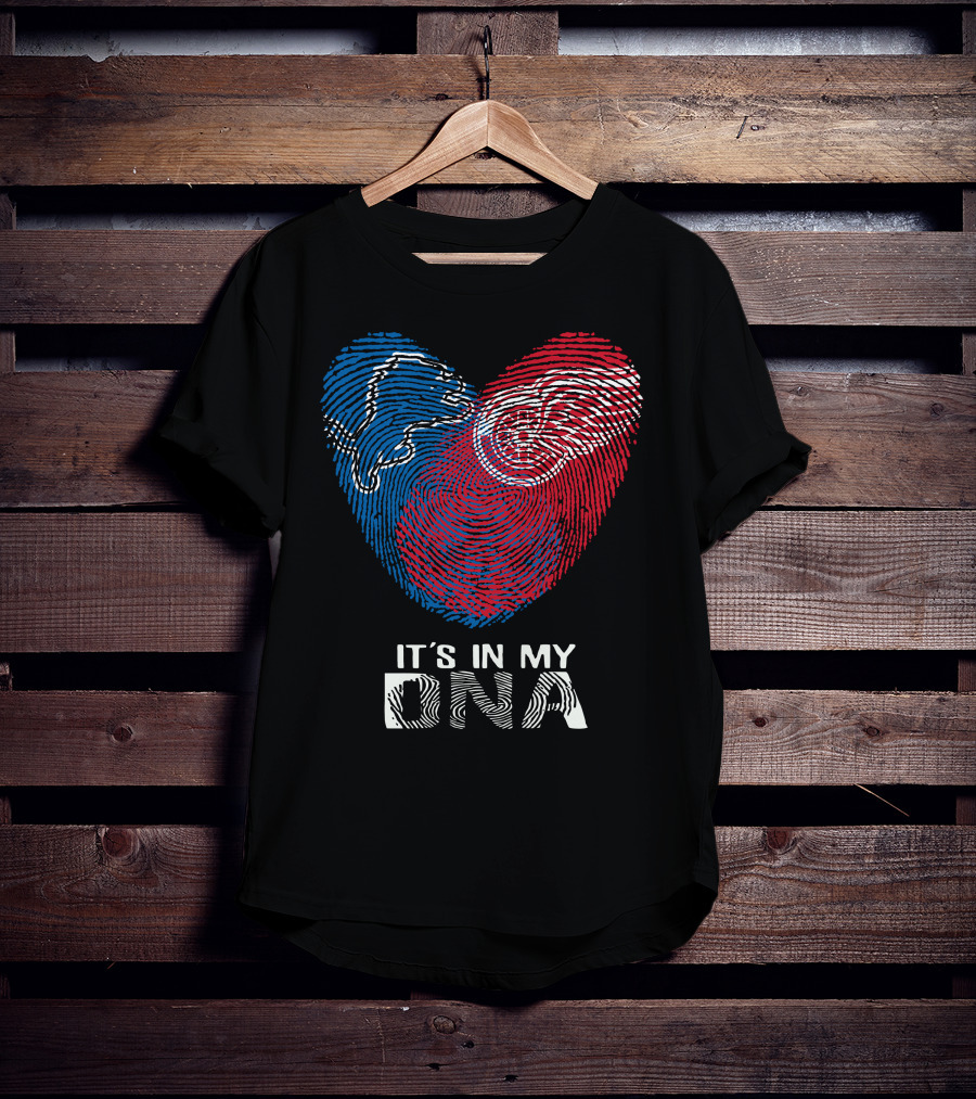Lions Red Wings Heart It's In My DNA T-Shirt