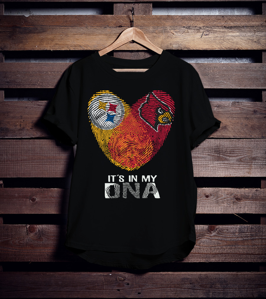 Steelers Cardinals It's In My Dna Football Team Pride Fingerprint T-Shirt