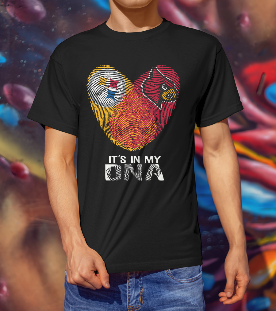 Steelers Cardinals It's In My Dna Football Team Pride Fingerprint T-Shirt