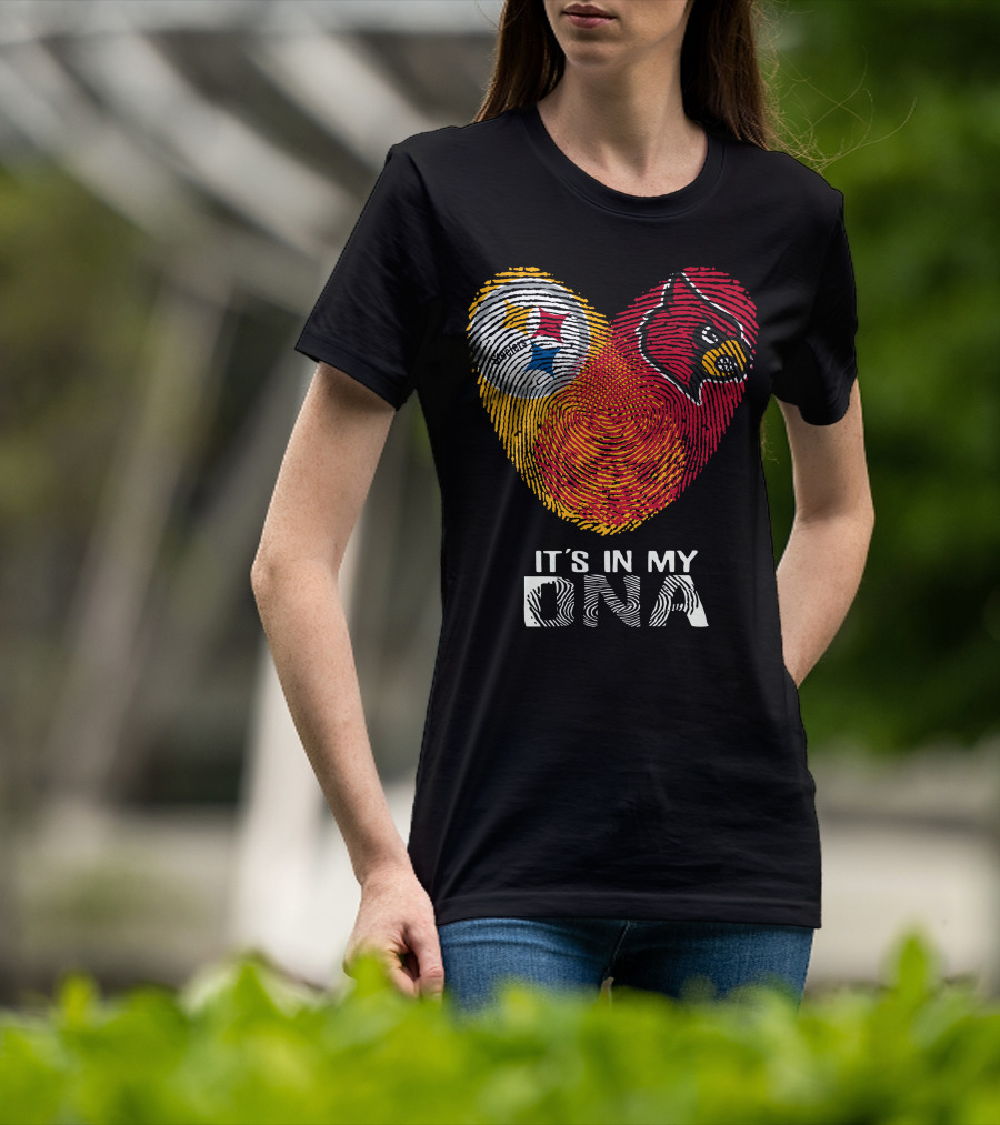 Steelers Cardinals It's In My Dna Football Team Pride Fingerprint T-Shirt