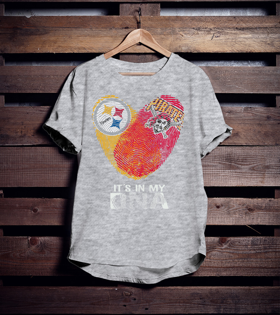Steelers Pirates It's In My Dna Fingerprint Heart T-Shirt